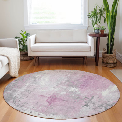 Tapis intérieur / extérieur rose lavable à la machine Xhevrie