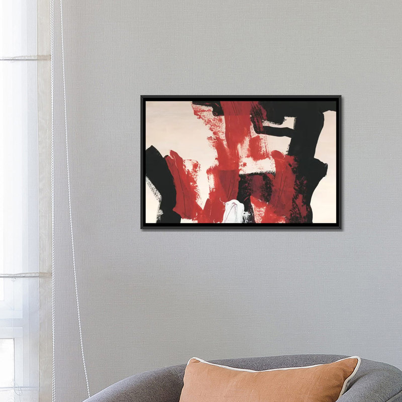 " Hessei I " by June Erica Vess, 18" H x 26" W x 1.5" D, Black Floater Framed Canvas, No Mat