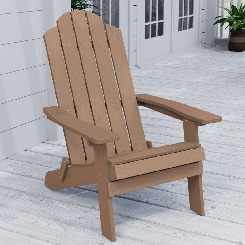 Chaise Adirondack pliante en plastique toutes saisons pour l'extérieur, Brun