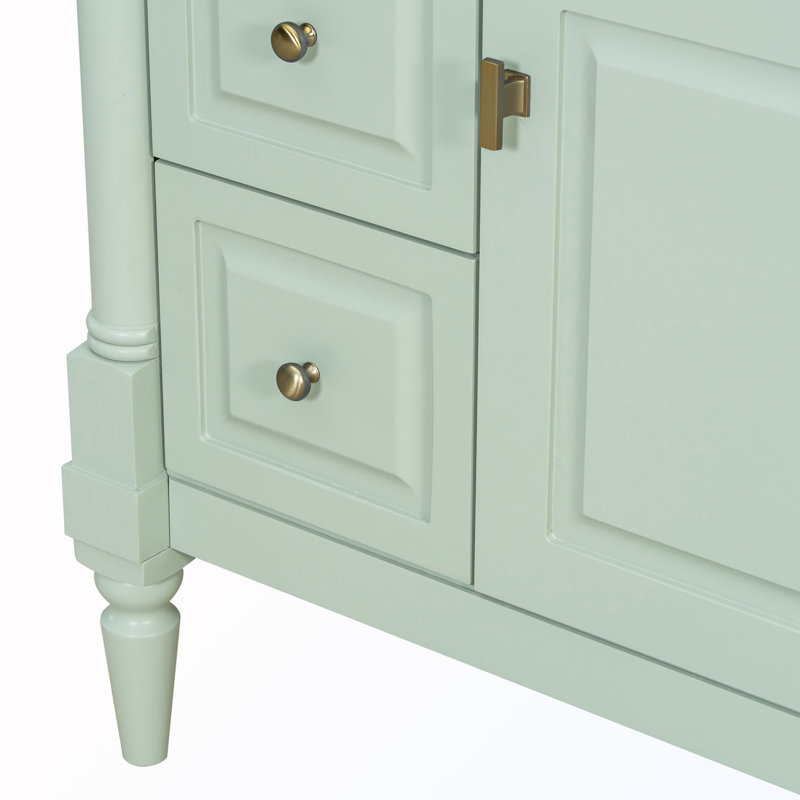 Meuble-lavabo autoportant avec lavabo et tablette réglable, Vert