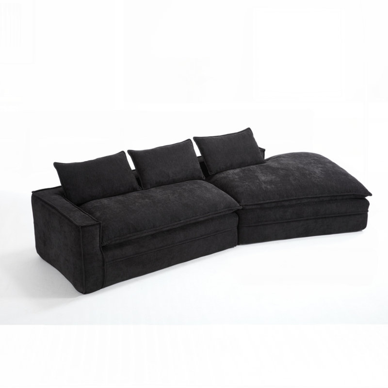Canapé modulaire rembourré avec sièges profonds Modern Minimalist, Noir