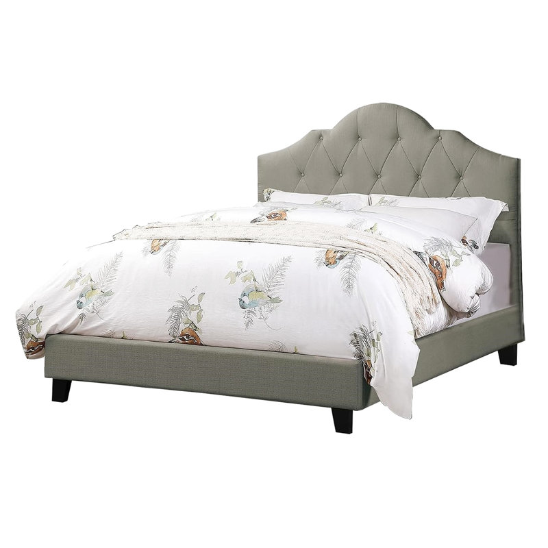 Lit pour très grand lit oriental, tête de lit tapissier réglable, polyfibre grise, lit en bois gris