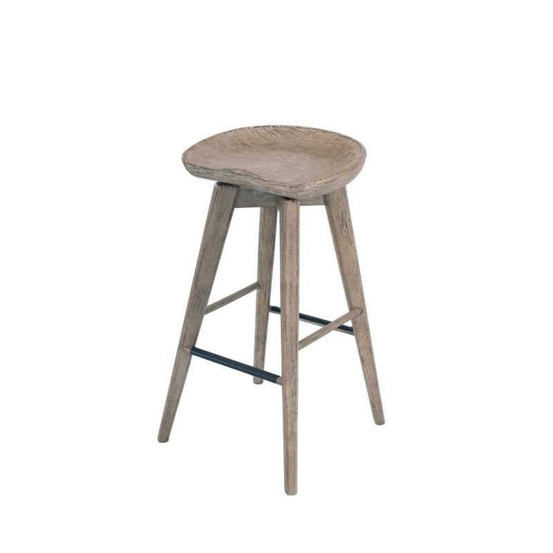 Basnti Swivel Solid Wood Counter Stool, Bar Stool (29” Seat Height), Barnwood Wire-Brush