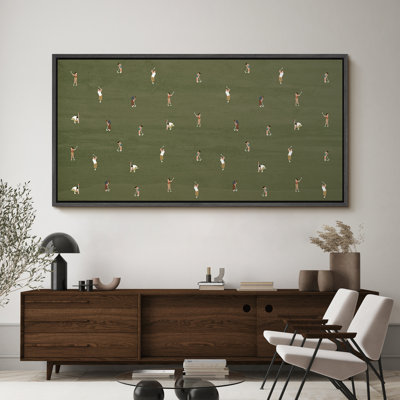 «Whimsical Golfers on Green», impression sur toile encadrée, décor Mid-Century ludique