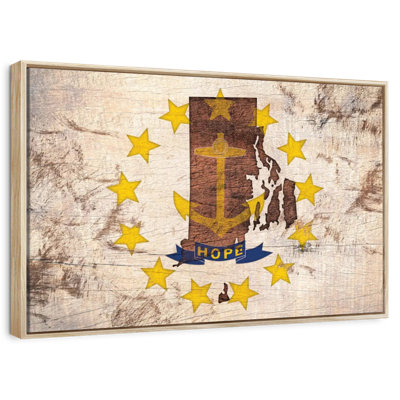 State Map Over Rhode Island Flag