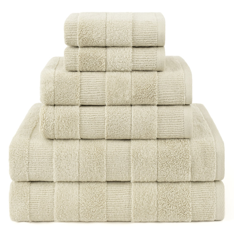 Ensemble de serviettes de bain luxueuses 100% coton 6 pièces, Beige