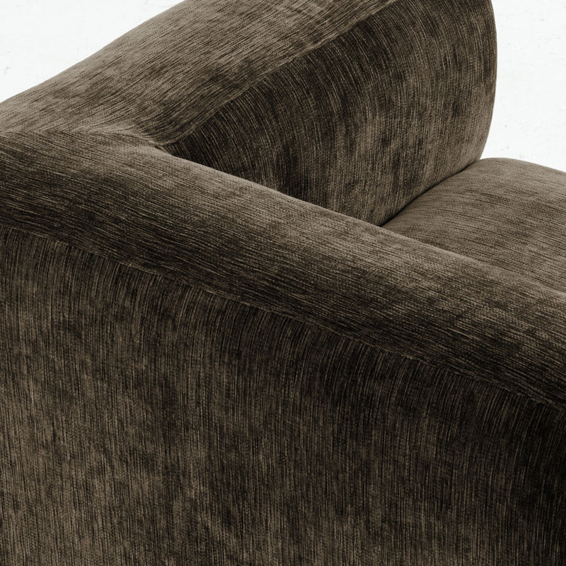 Ensemble de canapé modulaire en forme de L et table basse ronde Chenille, Chocolat 