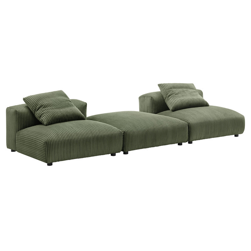 Canapé modulaire rembourré en velours côtelé 3 pièces Solace, Velours fougère