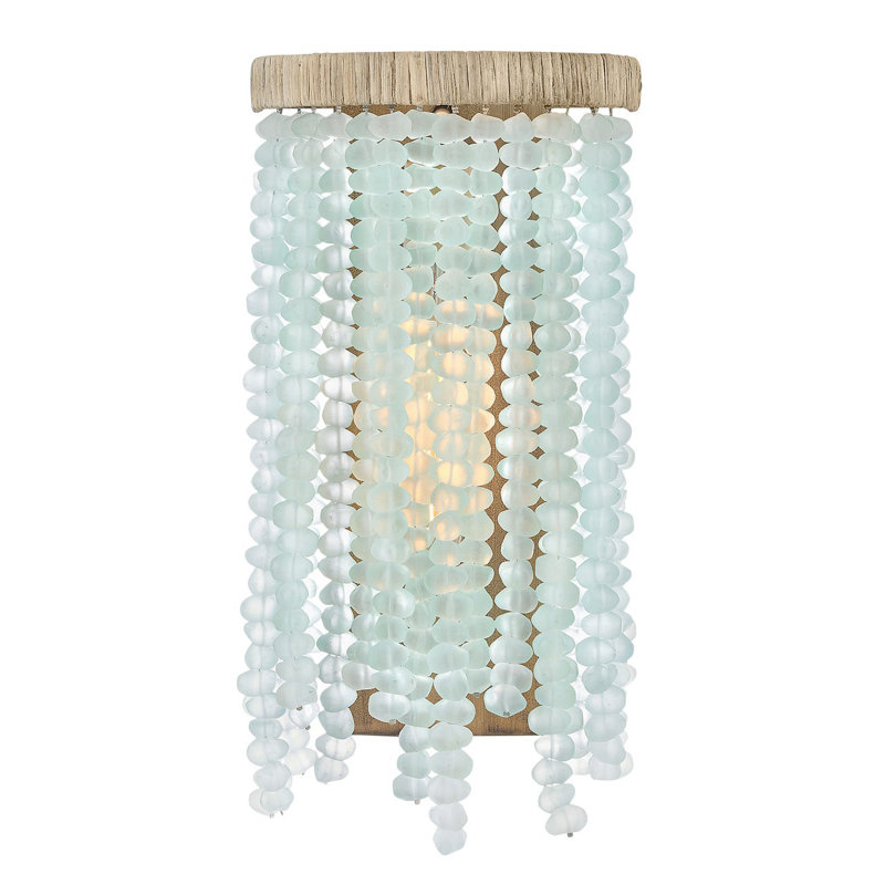 Dune Single Light Hand-Strung Sea Glass Wall Sconce, Blue Sea