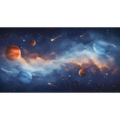 Adhésif décoratif espace | Murale galaxie | Papier peint Outer Space | Art mural étoiles et planètes célestes | Décoration astronomique 583RS (non tissé) RS583