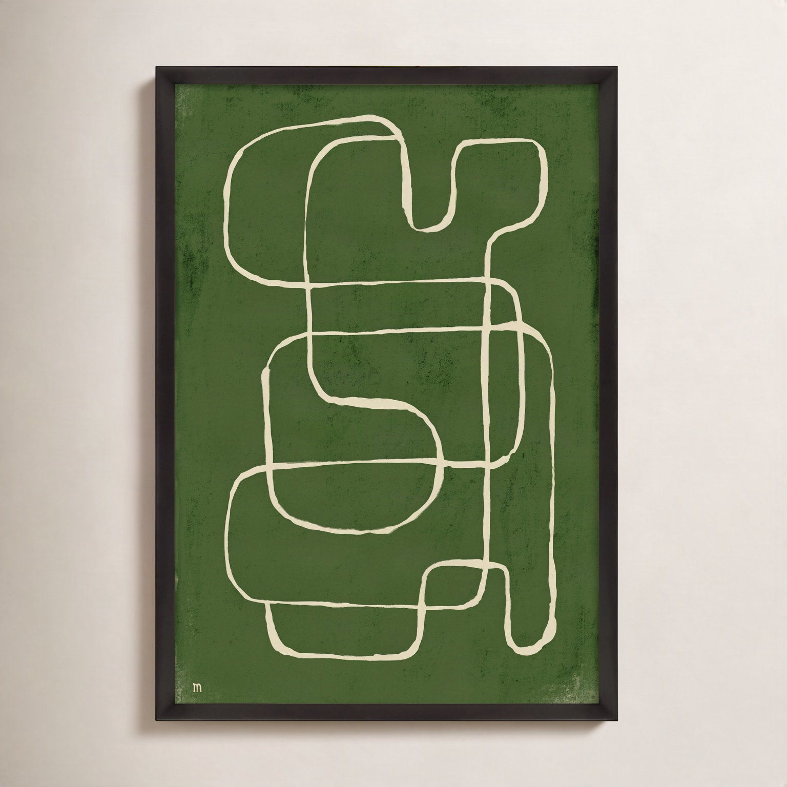 Line Works 1 by Studiom, 38" H x 26.5" W x 1.25" D, Black Framed Paper