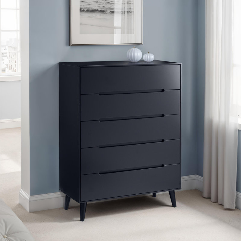 Heriberto 90 cm W Chest of 5 Drawers, Anthracite