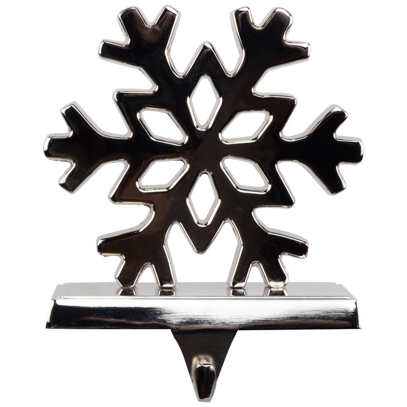 Silver Snowflake Metal Christmas Stocking Holder - 5"