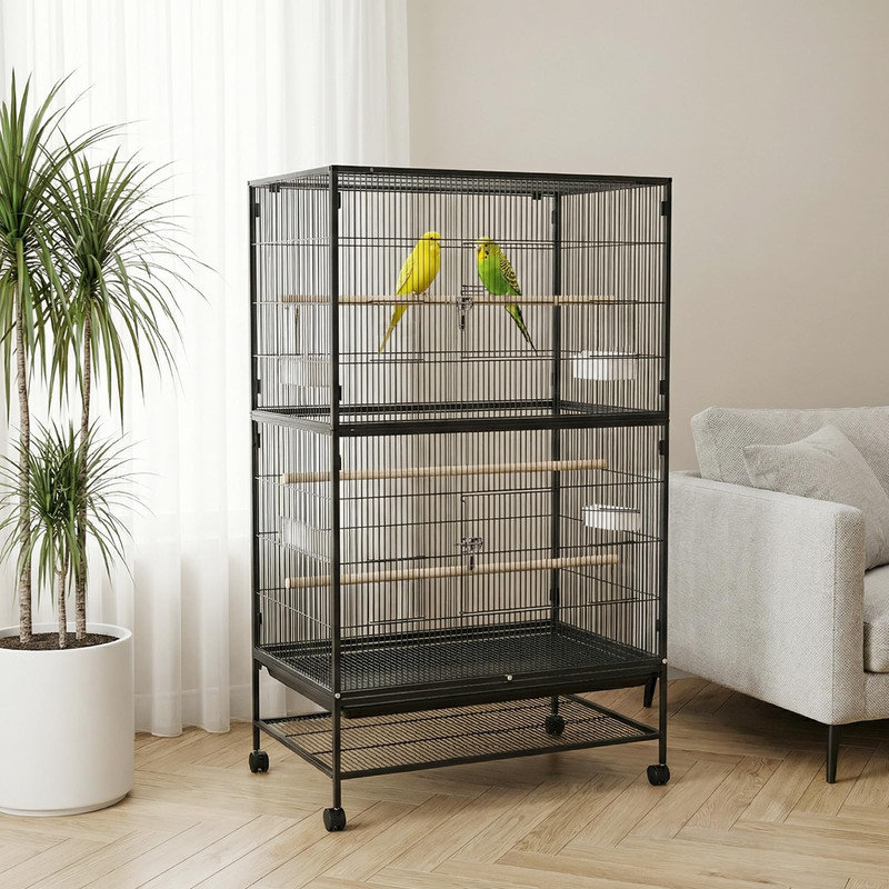 Grande cage à oiseaux de 60 po avec support, grande volière en métal pour ara, perruches et cockatiel