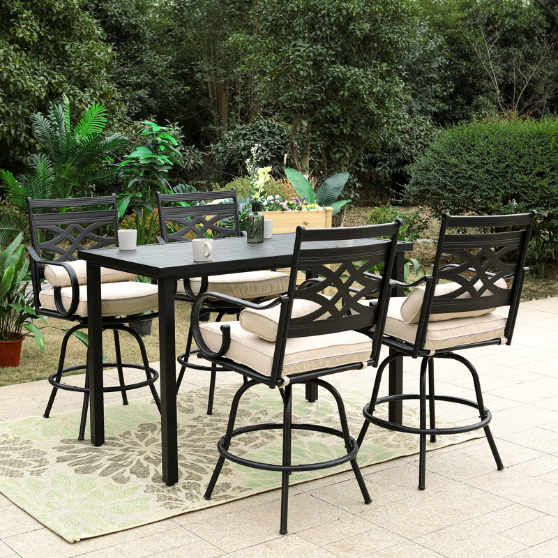 Alyne 4 - Person Patio Dining Set with Rectangular Table , Cushions Included
