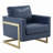Lincoln Modern Leather Accent Chair with Gold Stainless Steel Base – Contemporary Boxy Armchair, Single Seater Side Chair for Living Room, Bedroom, Office & Lounge-724137640-797541886