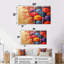 Ensemble d'art sur toile rouge, style japonais coloré, parapluies III-78133959