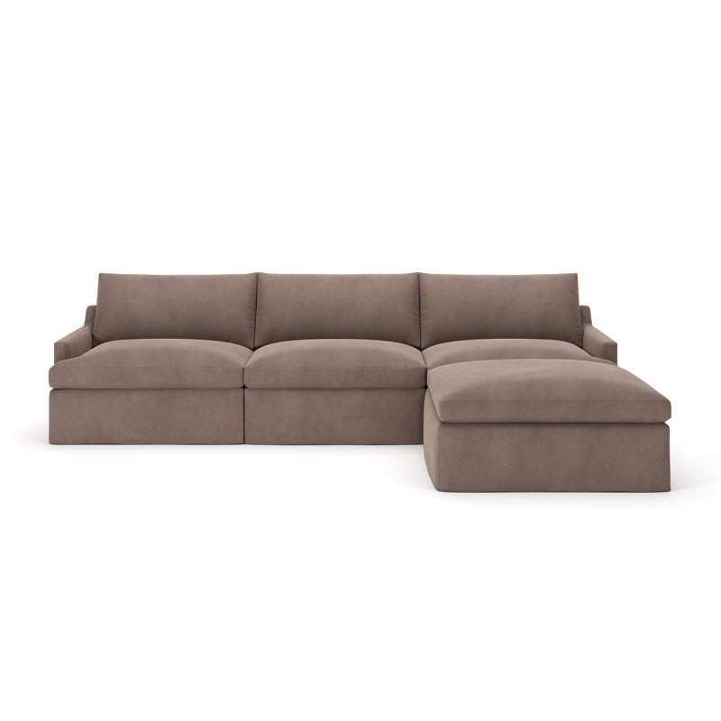 Wrenley 4-Piece Slipcovered Modular Sectional, Bella Cocoa Performance Velvet
