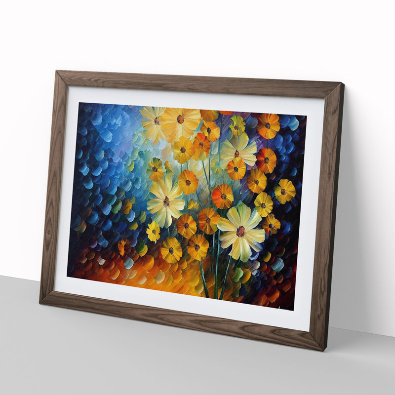 XH1022-6709X Painted Wildflowers Vol.3 Abstract - Single Picture Frame Print, 46cm H x 64cm W x 2cm D, Walnut