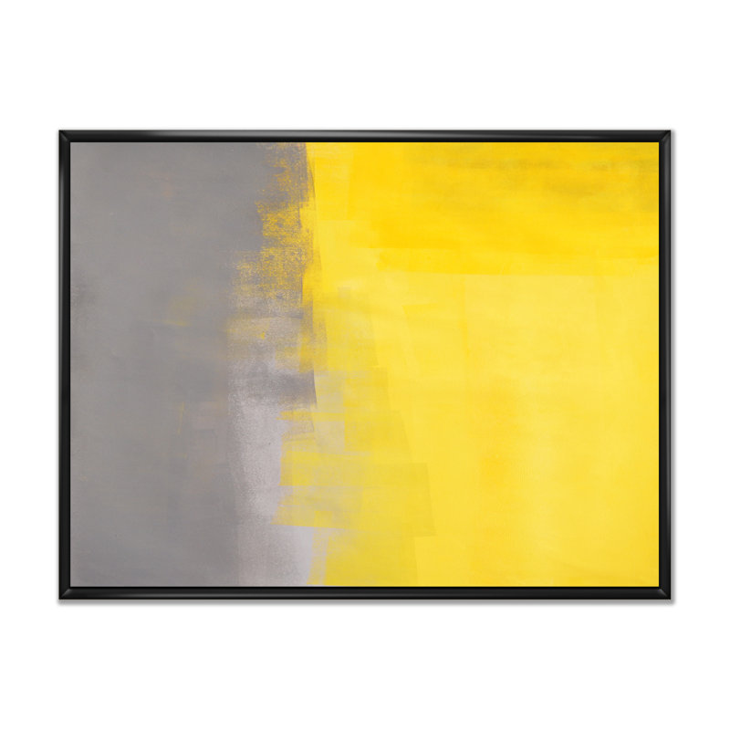 «Gray Meets Yellow Abstract Art X», reproduction sur toile flottante, H 8 po x l 12 po x P 1 po, Cadre flottant noir