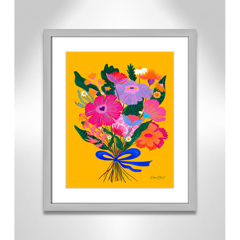 Imprimé éclectique de fleurs par Bloom, Argent mat, L 16 po x H 19 po, Imprimé mat