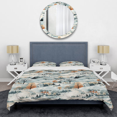 Winter Scandinavian Landscape III - Ensemble de housse de couette à motif floral