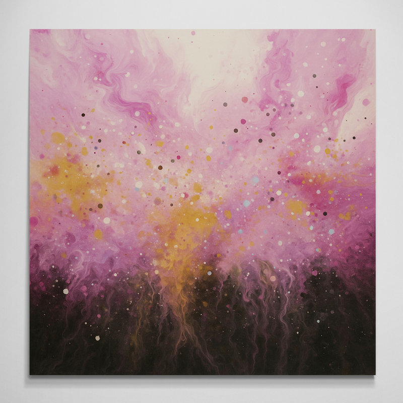 Golden Dustfall Abstract Wall Art - Canvas Framed Print, 61 cm H x 61 cm W