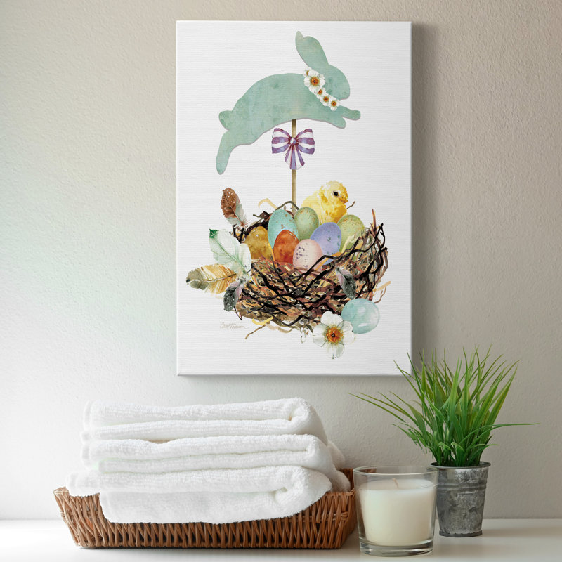 Bunny Hop - peinture sur toile tendue, H 18 po x l 12 po x P 1 po