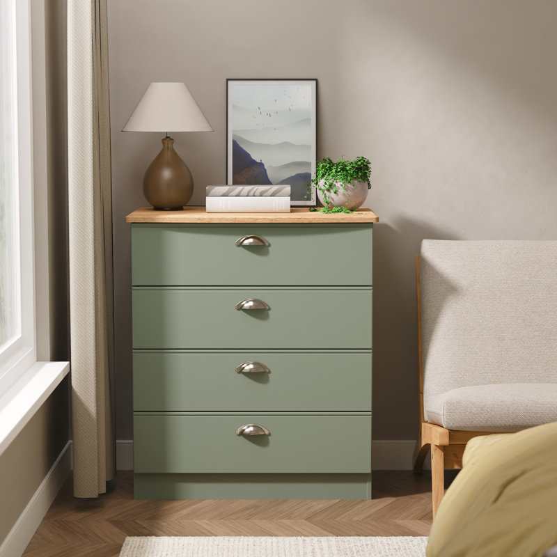 Conners 77cm W 4 - Drawer Chest of Drawers, Green