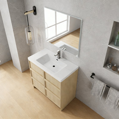 Meuble-lavabo autoportant avec lavabo en résine