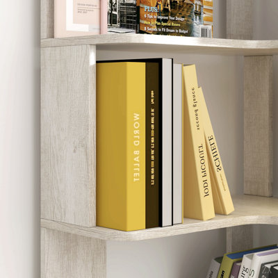 Bibliothèque de coin autoportante à 6 niveaux en forme de L pour le salon, la chambre à coucher, bibliothèque en bois avec dispositif anti-chute et dispositif anti-basculement, étagère de rangement ouverte pour bureau à domicile
