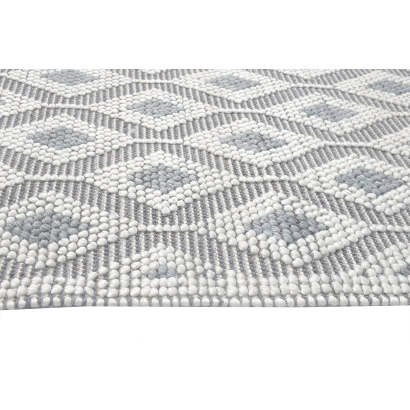 Tapis ivoire / gris tissé à la main Whelington, Rectangle 6 pi x 9 pi
