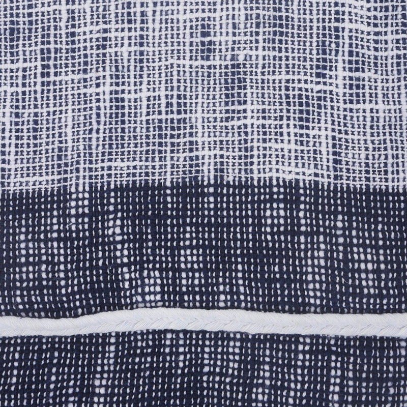 Jeté géométrique en coton tissé bleu