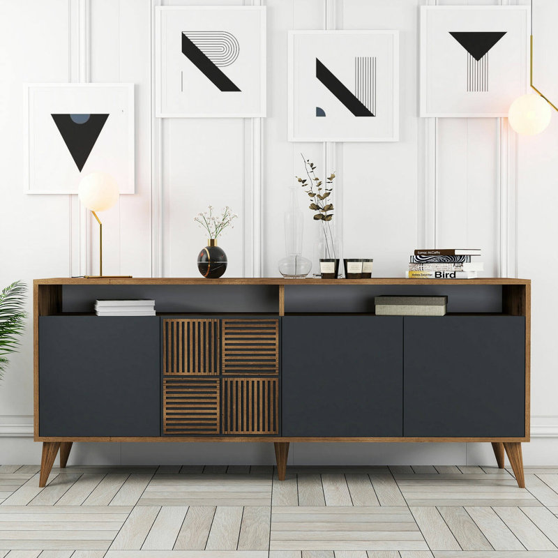 Mishel 180cm Sideboard, Walnut/Anthracite