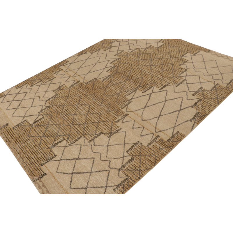 Distressed Homage Hand Knotted Wool Geometric Area Rug, Rectangle 12' x 16'