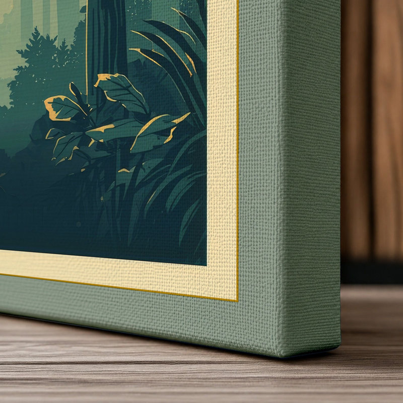La Forest Art Deco - Wrapped Canvas, 24x16 - 61.0 x 40.6 cm, Sage Border