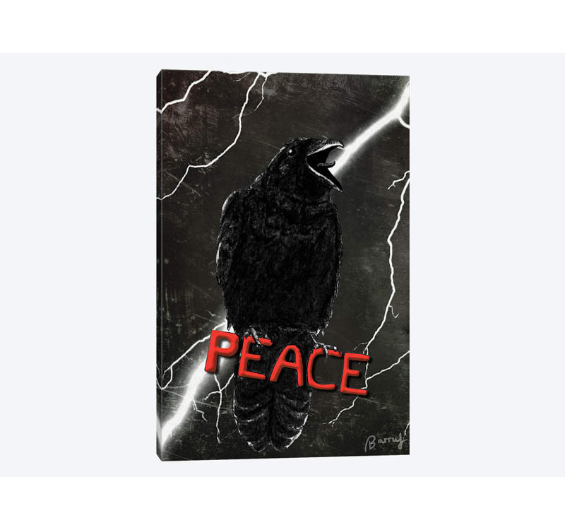«Crow For Peace» par Barruf, impression sur toile tendue, H 26 po x l 18 po x P 1,5 po, Toile tendue, Pas de tapis