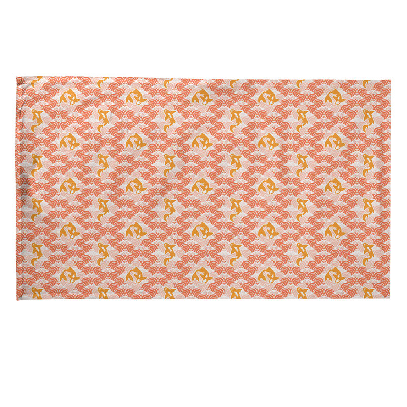Serviette à thé ondulations koi fish Mcguigan, Orange, Sergé de coton