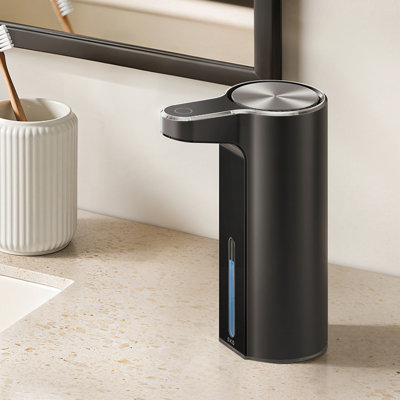  Distributeur de savon automatique sans contact pour la cuisine et la salle de bain, distributeur de savon liquide, résistant à l'eau et rechargeable, 9 oz liq.