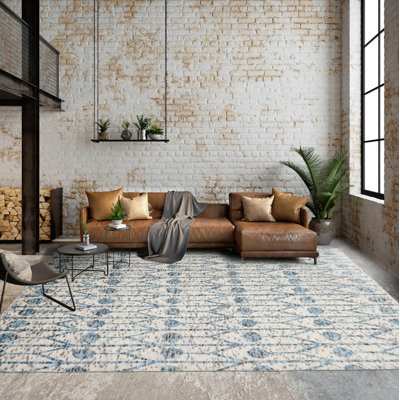 Tapis moderne et contemporain en laine noué à la main 8 x 10 blanc et gris Oushak