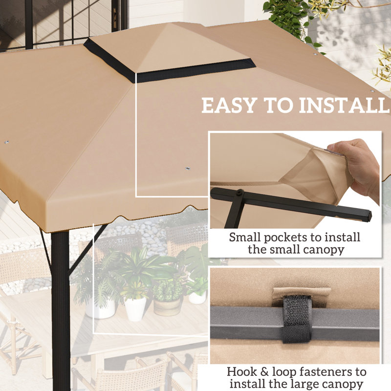 Auvent de remplacement pour abri de jardin 9,8 pi X, kaki double aéré pour remplacement de jardin 9,8 pi, kaki, espace extérieur