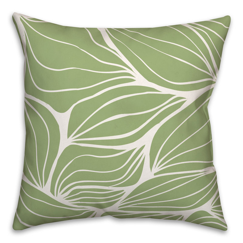 Floral Outdoor Reversible Throw Pillow, Green