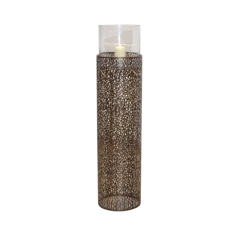 Glass lantern, Brown, 68cm H x 22cm W x 22cm D