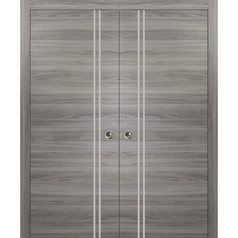 Portes françaises en bois massif massif, Frêne gingembre, 72 po x 84 po