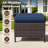 3-Person PE Wicker Outdoor Patio Set With Sofa, Ottomans, Coffee Table & Blue Cushions-1079507948
