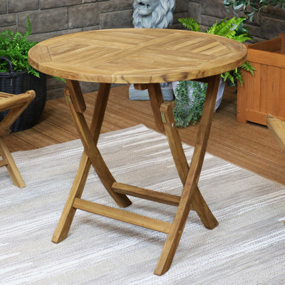 Heideman 32" Round Teak Outdoor Folding Bistro Table