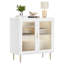 Buffet avec lumières à DEL, buffet avec 2 portes en acrylique cannelé, buffet moderne de 32 po avec tablette réglable, bar à café pour le salon, cuisine-1835462624