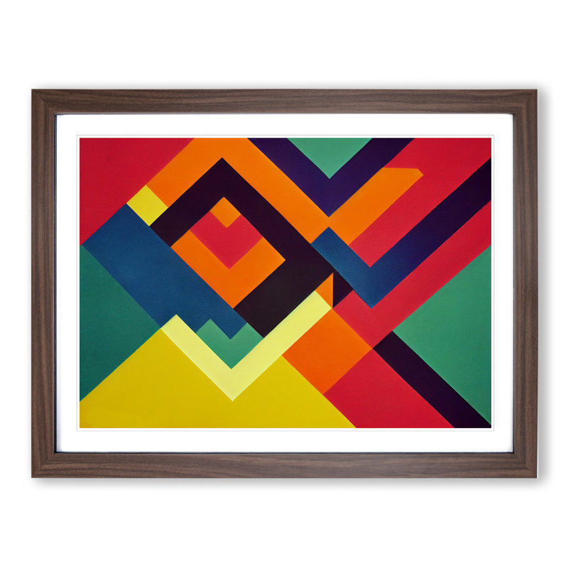 Abstract Bauhaus Vol.3 - Framed Print, 46cm H x 64cm W x 2cm D, Walnut