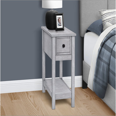 Table d'appoint, bout, table d'appoint, 2 niveaux, étroit, chambre à coucher, lampe, tiroir de rangement, placage, transitionnel