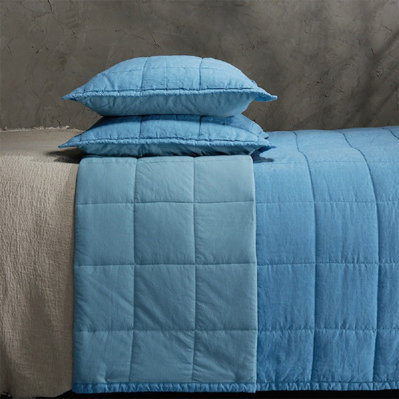 Percale Quilt, Queen Quilt, Blue